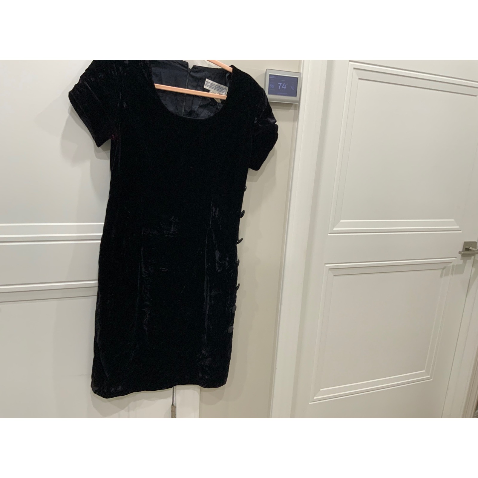 Black Velvet Short Sleeve Cocktail Dress Evening Party Occasion